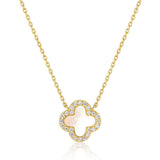 MOTHER OF PEARL DIAMANTE CLOVER NECKLACE - camillaboutiqueshop