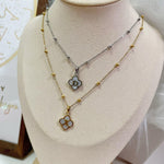 Mother Of Pearl Initial Clover Necklace - camillaboutiqueshop