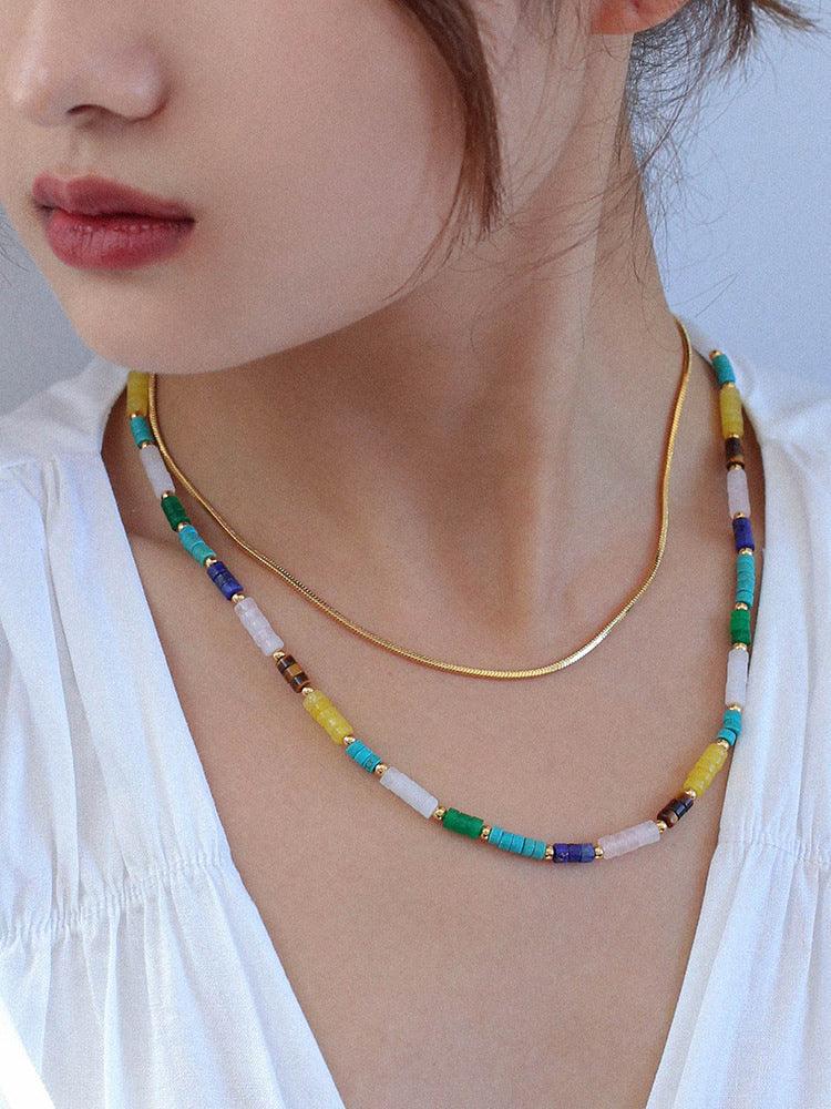 Multi Colorful Gemstone Necklace - Camillaboutiqueco camillaboutiqueshop.com