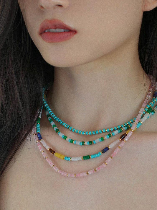 Multi Colorful Gemstone Necklace - Camillaboutiqueshop