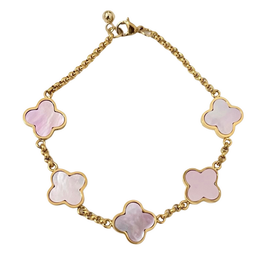 Multi Pink Mother Of Pearl Clover Bracelet - Camillaboutiqueshop