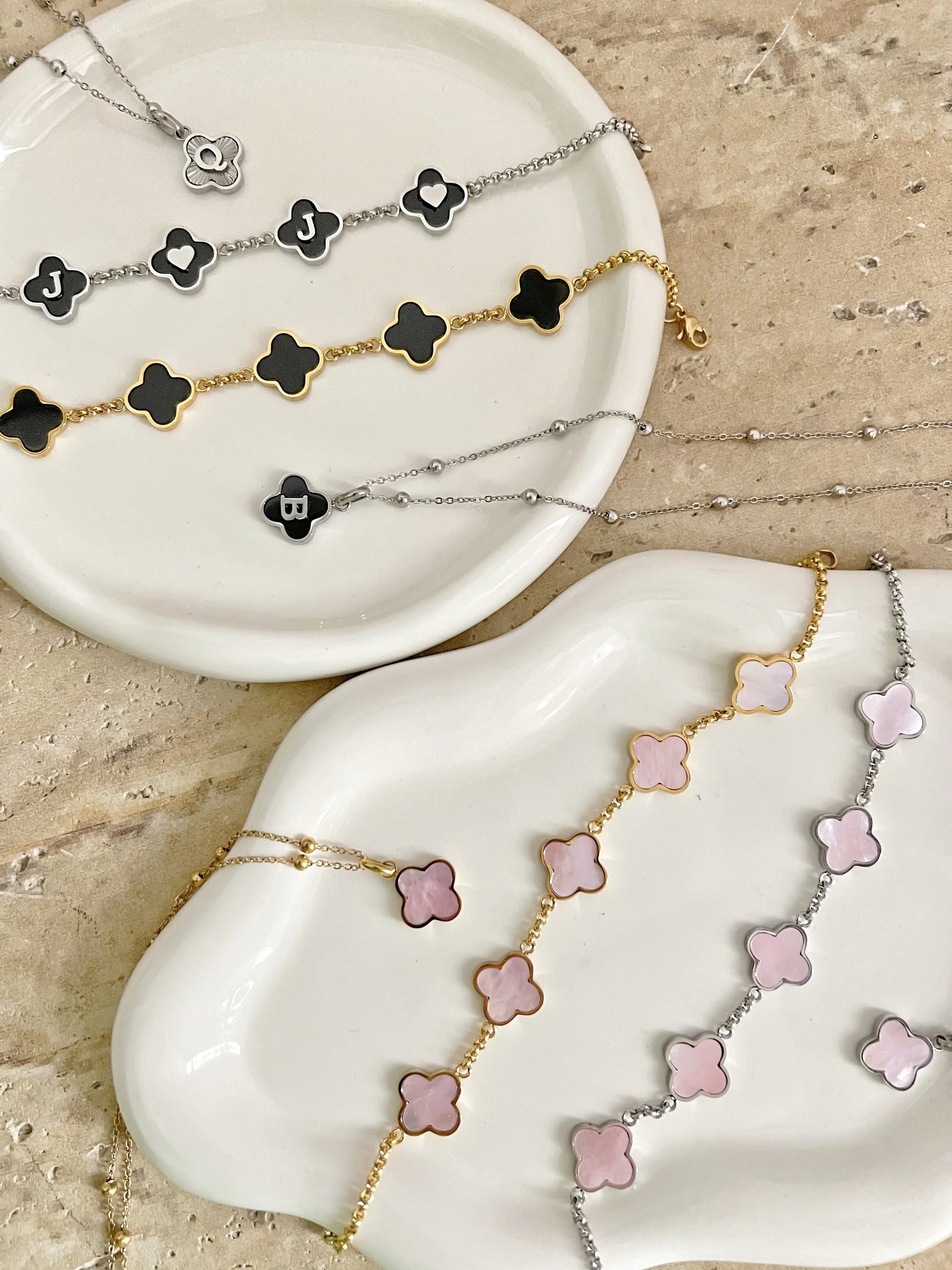Multi Pink Mother Of Pearl Clover Bracelet - Camillaboutiqueshop