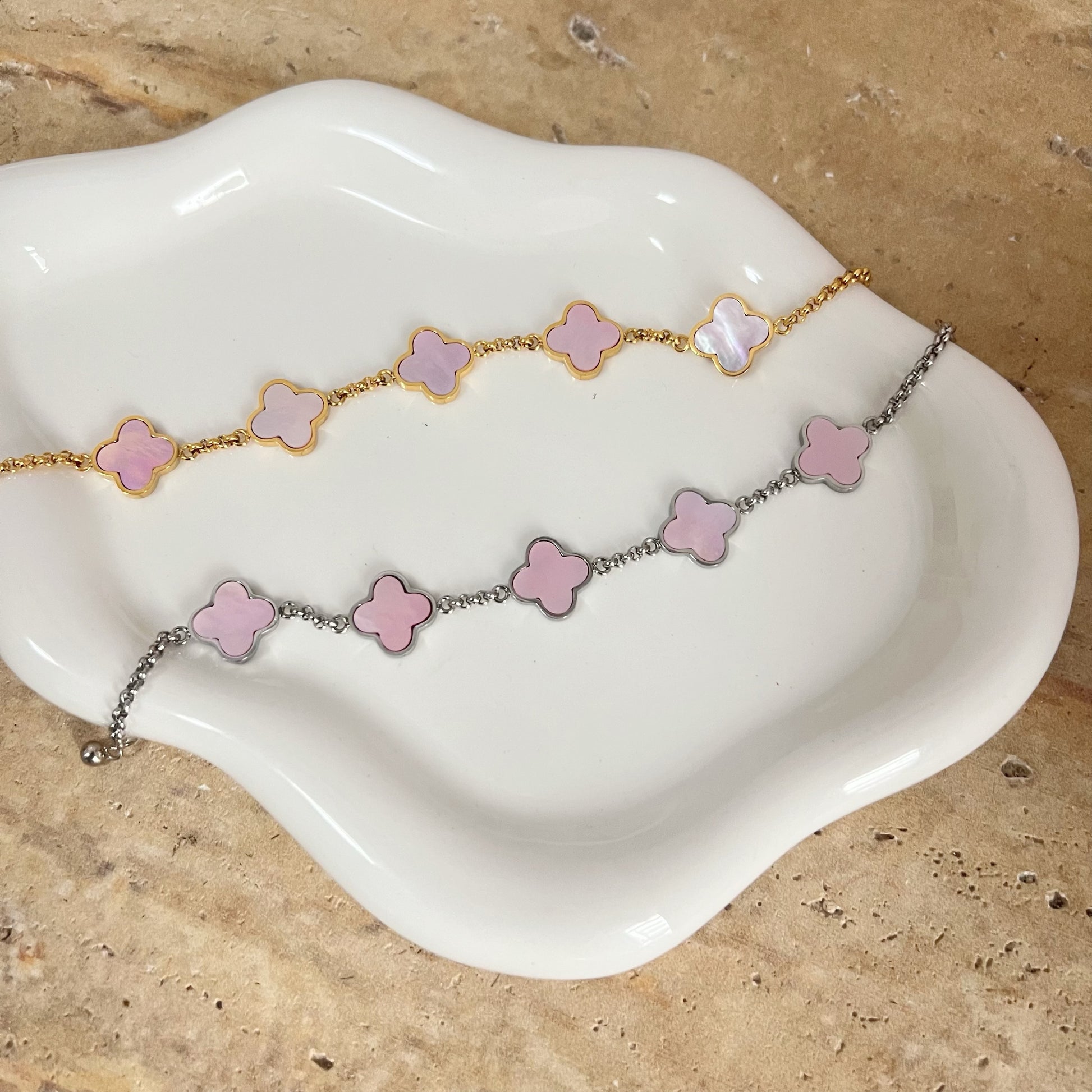 Multi Pink Mother Of Pearl Clover Bracelet - Camillaboutiqueshop