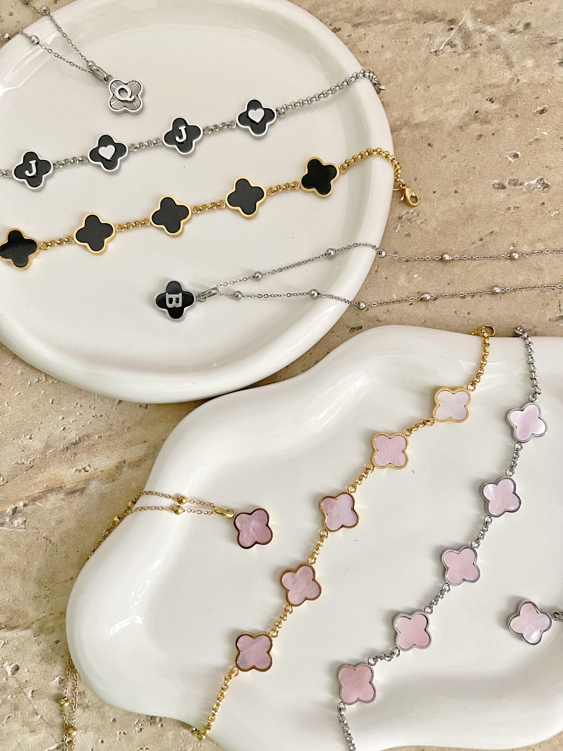 Multi Pink Mother Of Pearl Clover Bracelet - Camillaboutiqueshop