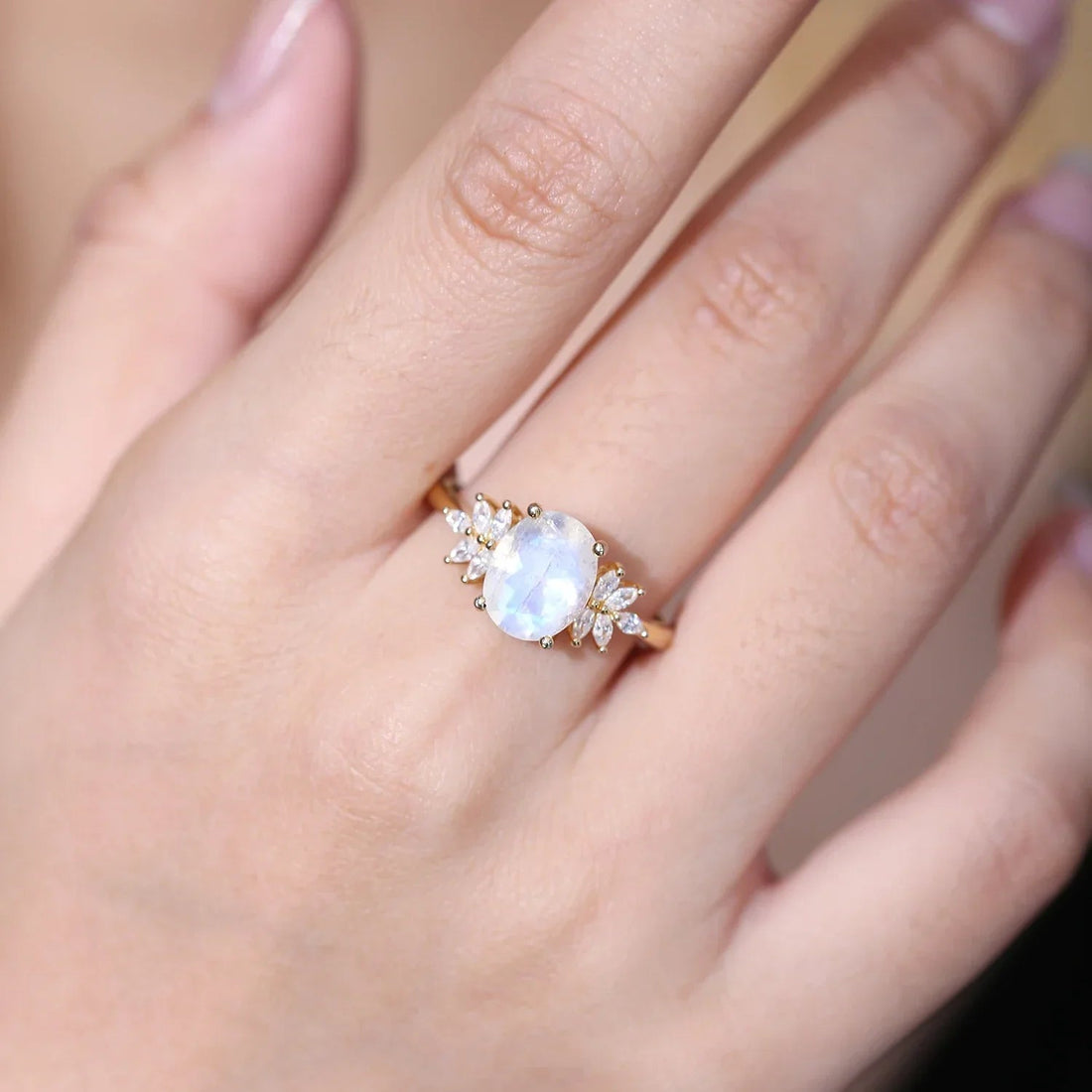 Oval Cluster Moonstone Ring - camillaboutiqueshop