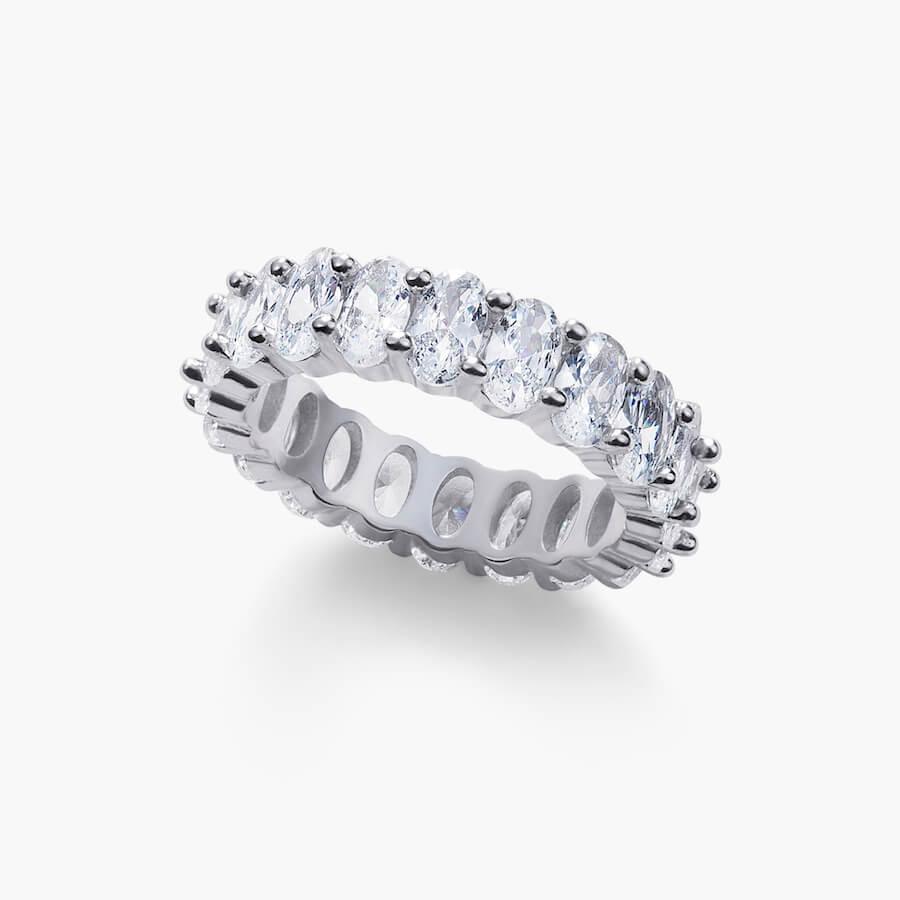 Oval Cubic Zirconia Eternity Ring | Sterling Silver - Camillaboutiqueshop