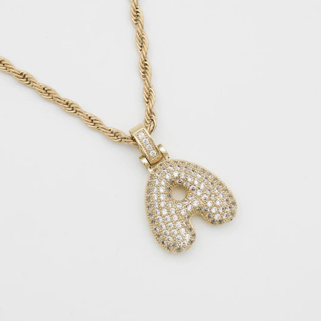 Pavé Bubble Initial Necklace - camillaboutiqueshop