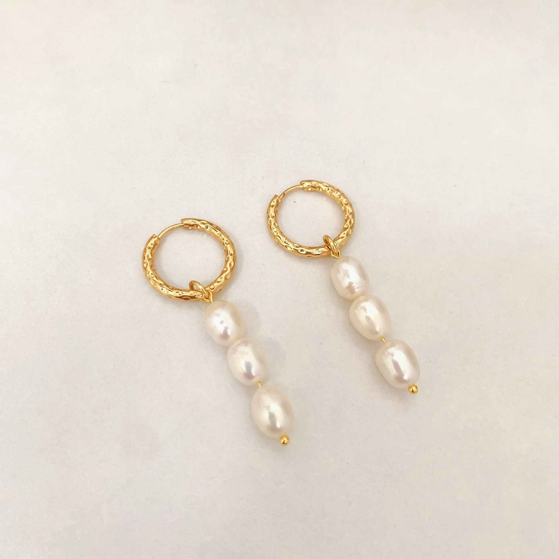 Pearl Drop Hoop Earrings - Camillaboutiqueshop