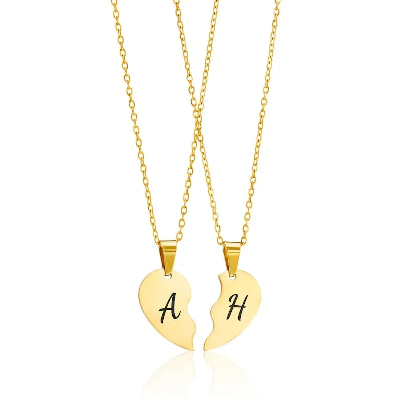 Personalised Best Friends Heart Necklaces - Couples Necklaces - Camillaboutiqueshop