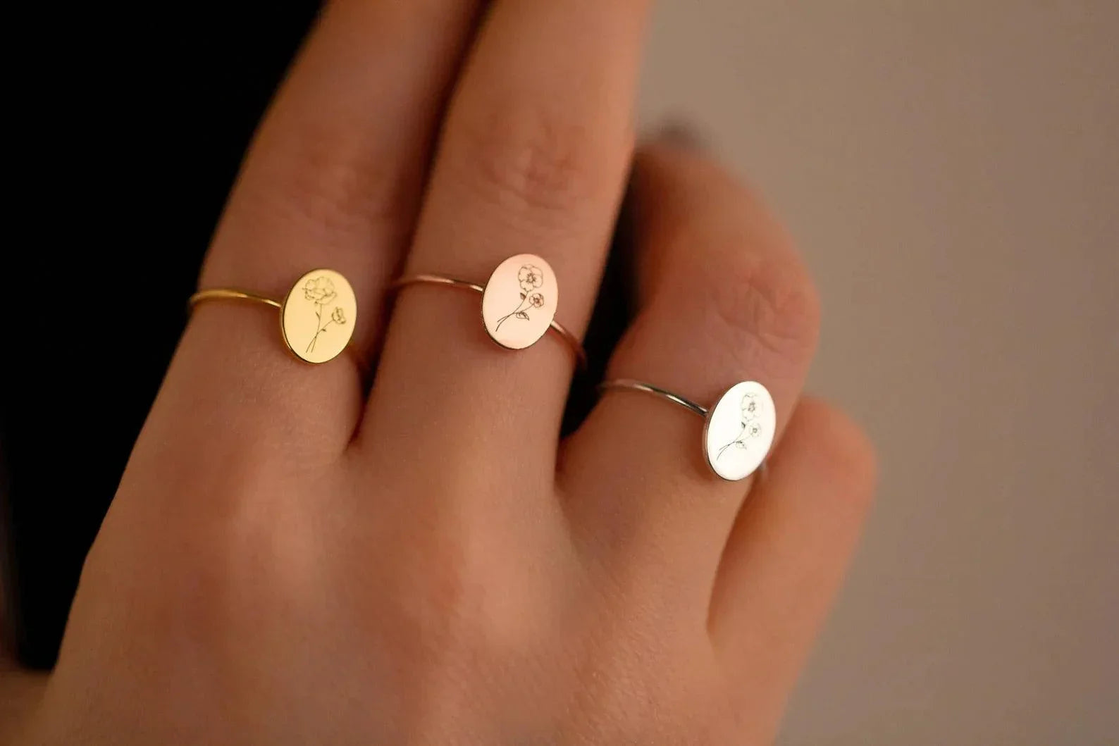 Personalized Birth Flower Ring - Camillaboutiqueshop