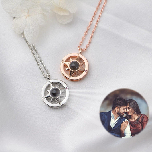 Personalized Photo Projection Necklace Direction Compass - Camillaboutiqueshop