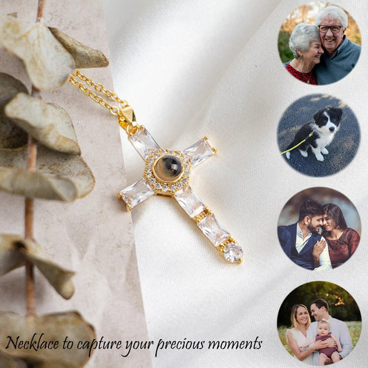 Photo Projection Necklace With Cross Pendant - Camillaboutiqueshop