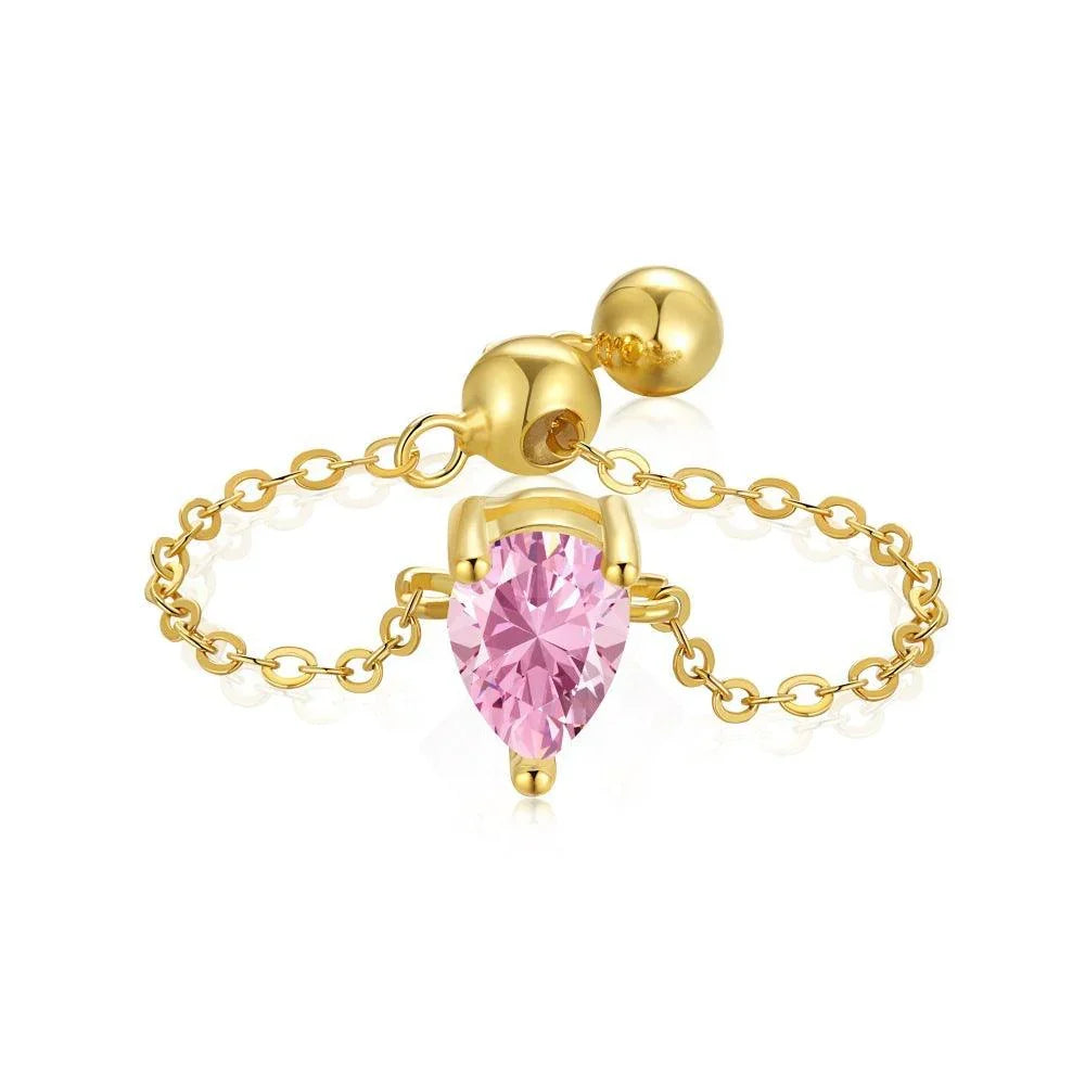 Pink Adjustable Chain Rings - camillaboutiqueshop
