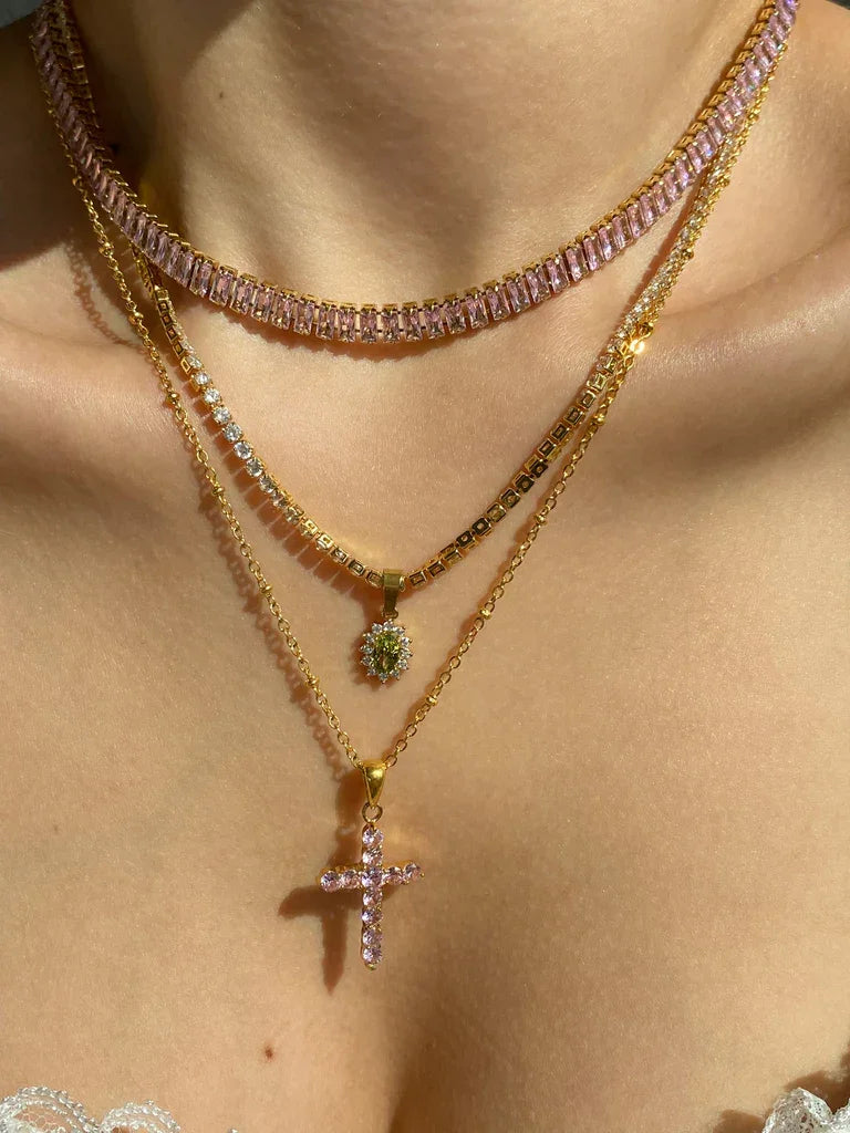 Pink Cross Necklace - Camillaboutiqueshop