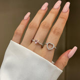 Pink Heart Pair Sterling Silver Promise Ring - camillaboutiqueshop