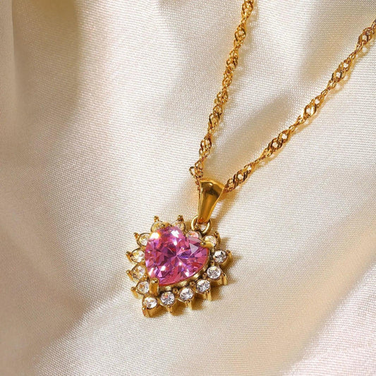 Pink Heart Pendant Necklace - Camillaboutiqueco camillaboutiqueshop.com