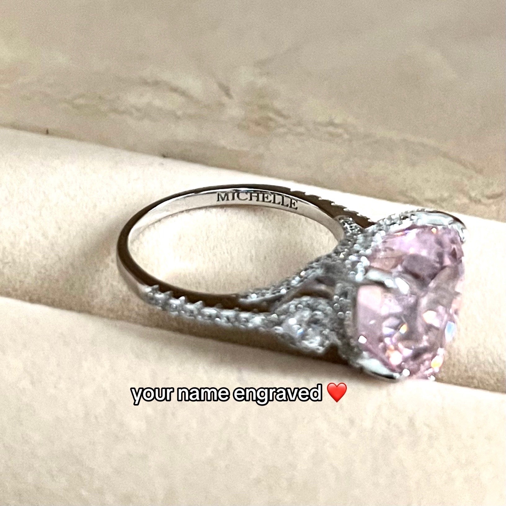 Pink Heart Sterling Silver Ring - Camillaboutiqueshop