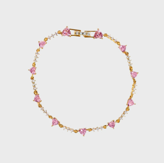 Pink Heart Tennis Bracelet - Camillaboutiqueshop