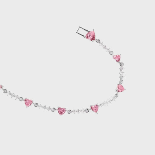 Pink Heart Tennis Bracelet - Camillaboutiqueshop