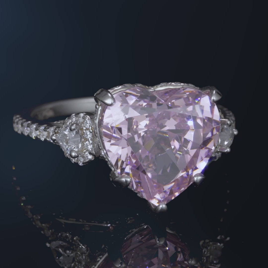 Pink Heart Sterling Silver Ring