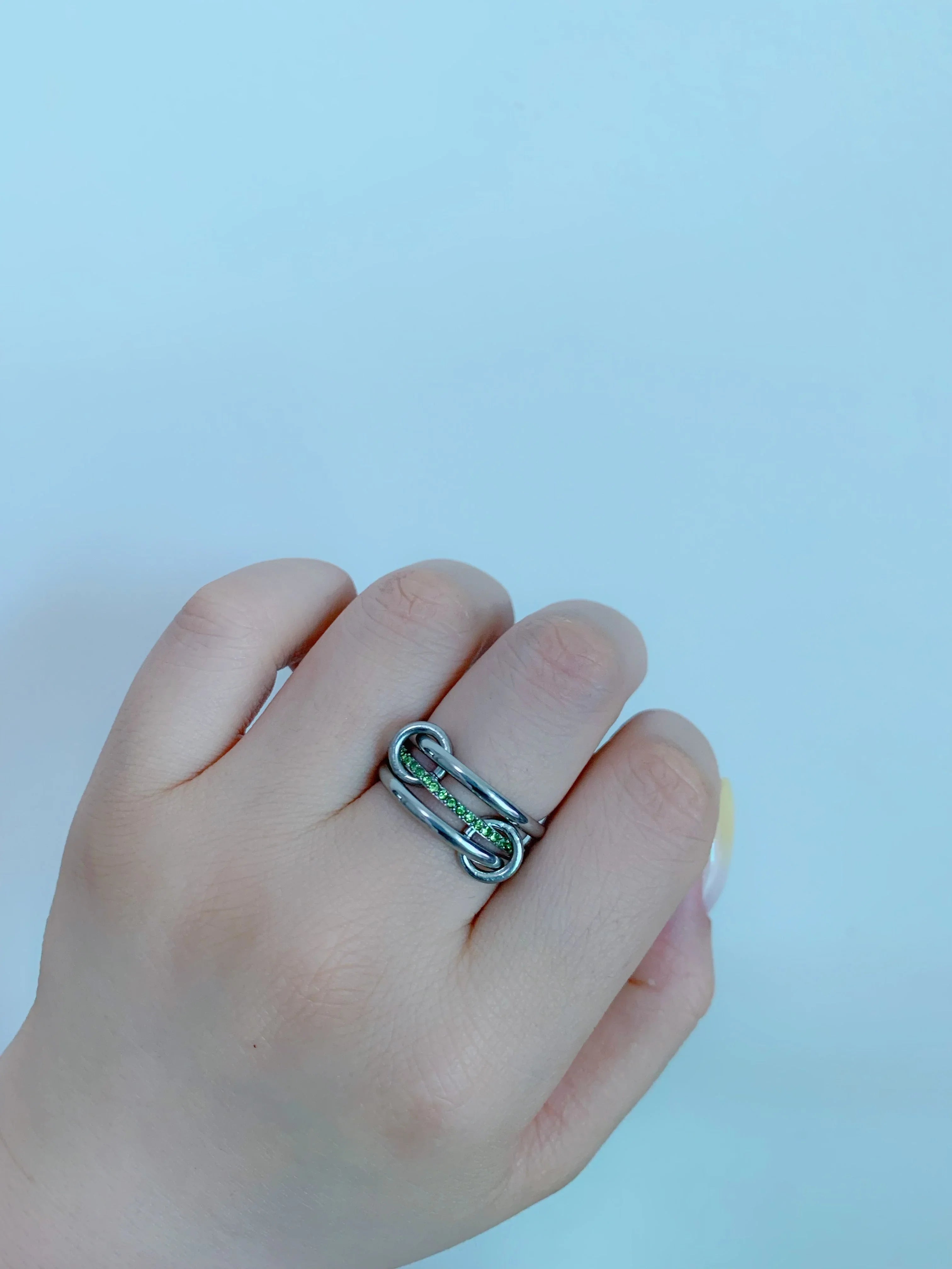 Silver Halo Birthstone Interlock Stacking Ring - Camillaboutiqueshop