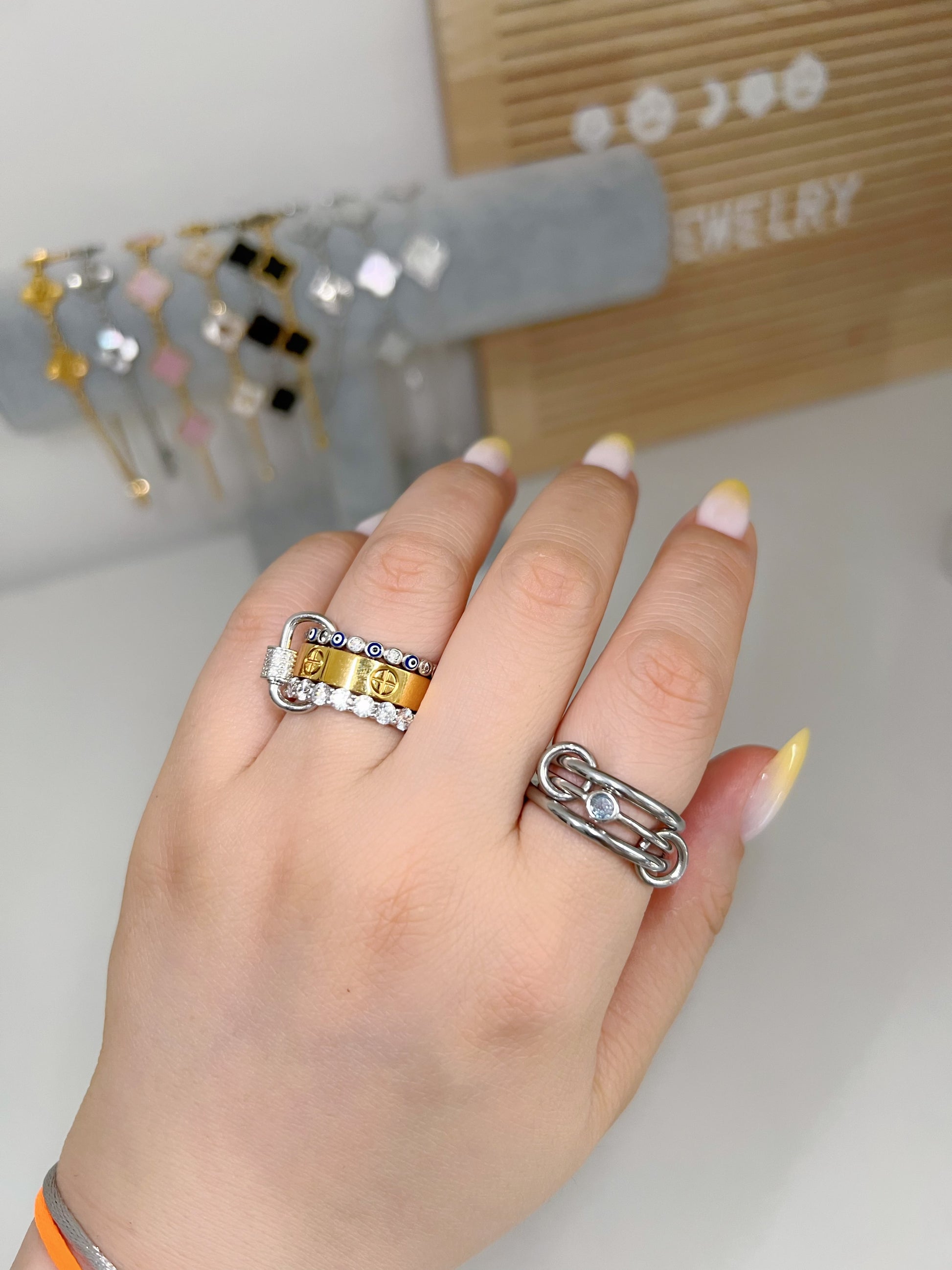 Silver solitaire stacking birthstone ring - Camillaboutiqueshop