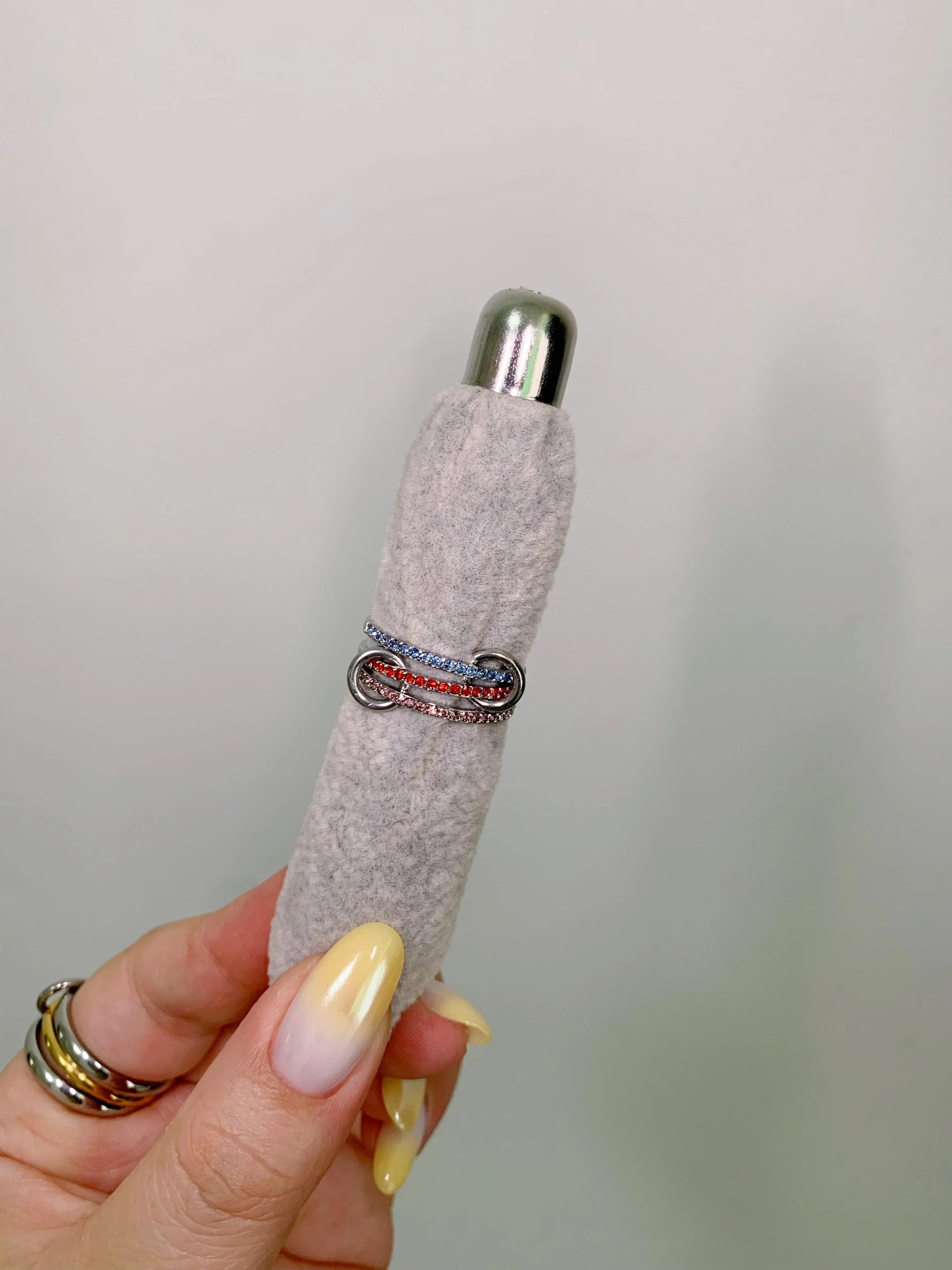 Silver Triple Birthstone Band Stackable Rings - Camillaboutiqueshop