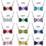 Sparkling Bow Necklace-(Birthstone) - camillaboutiqueshop