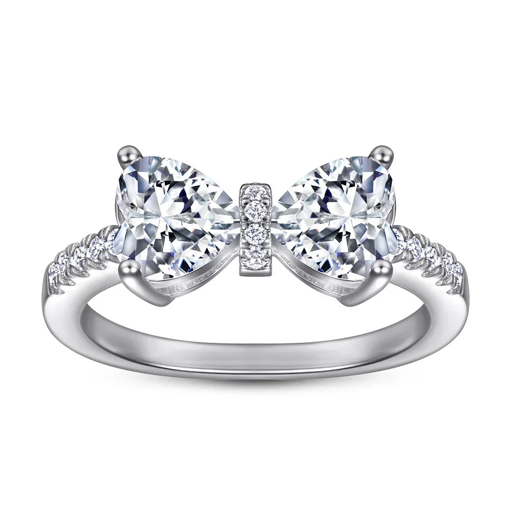 Sparkling Sterling Silver Bow Ring - Camillaboutiqueshop