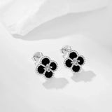STERLING SILVER BLACK ONYX CLOVER EARRINGS - camillaboutiqueshop