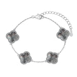 Sterling Silver Diamond Grey Mother Of Pearl Clover Bracelet - camillaboutiqueshop