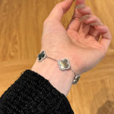 Sterling Silver Diamond Grey Mother Of Pearl Clover Bracelet - camillaboutiqueshop