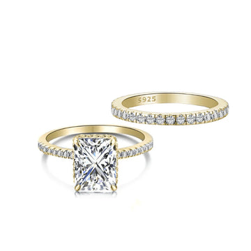Sterling Silver Dream Radiant Wedding Ring Set - Camillaboutiqueshop