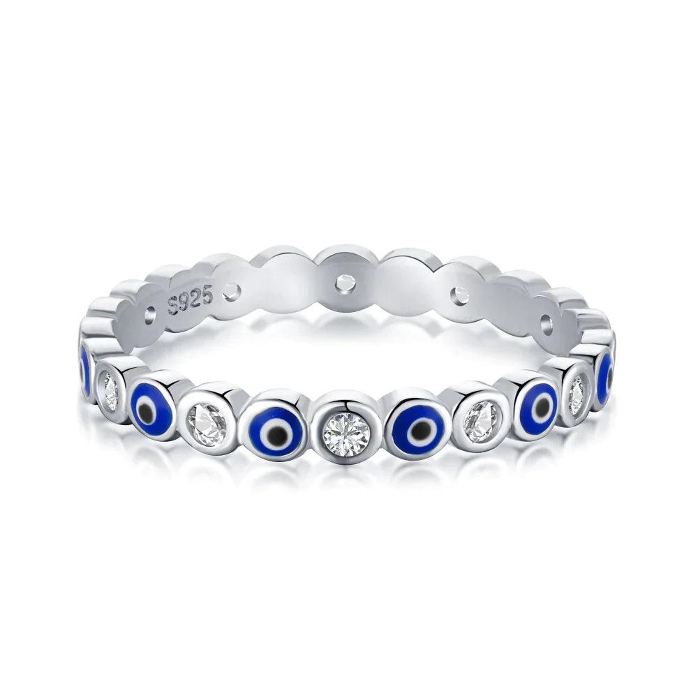 Sterling Silver Evil Eye Ring - Camillaboutiqueco