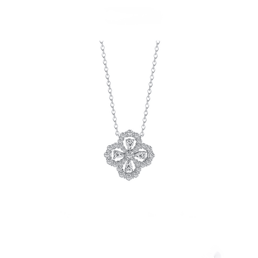 Sterling Silver Iced Clover Necklace - Camillaboutiqueshop