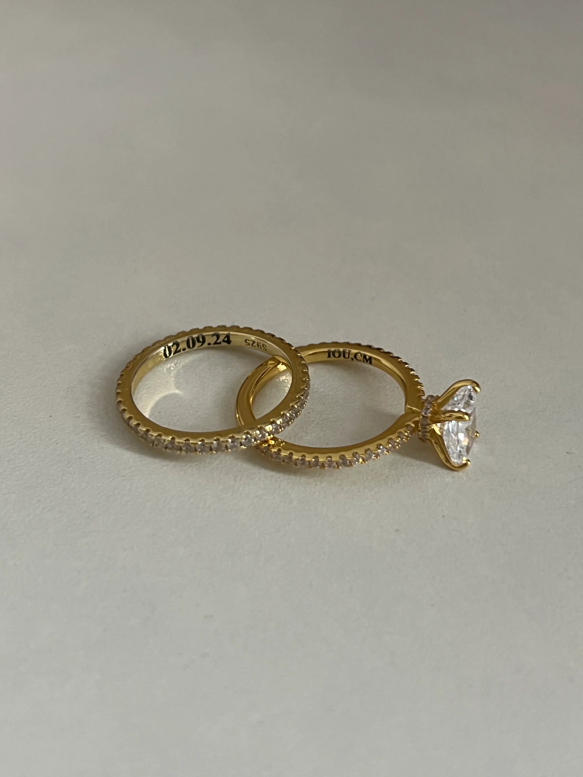 Sterling Silver Tiny Radiant Wedding Ring Set - Camillaboutiqueshop