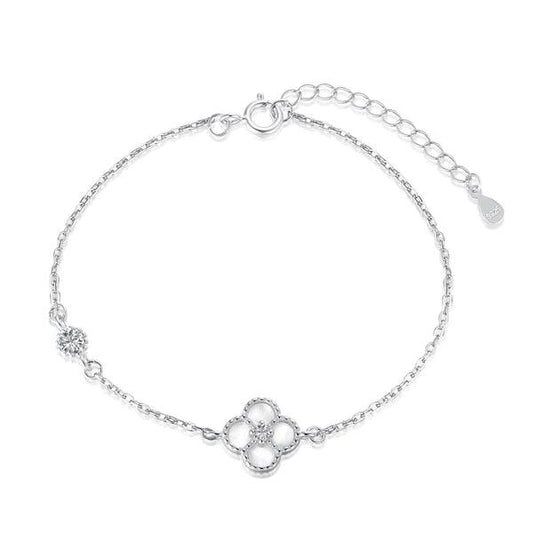 STERLING SILVER WHITE CLOVER BRACELET - Camillaboutiqueshop