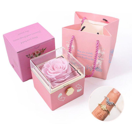 Sun And Moon Ring Set With Eternal Rose Box - Camillaboutiqueshop