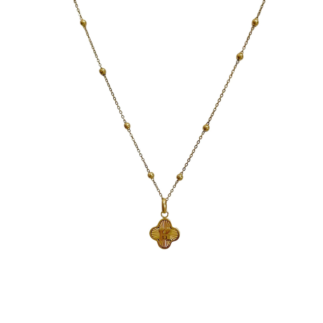 Textured Clover Initial Necklace - camillaboutiqueshop