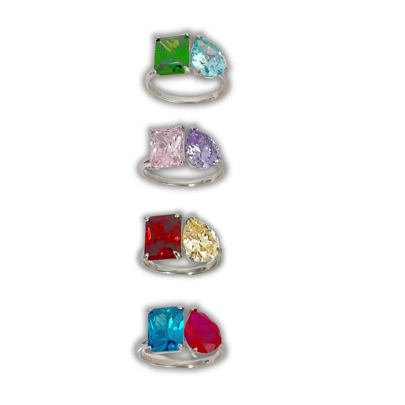 Bague "Toi Et Moi" En Plaqué Or Avec Topaze Et Améthyste - Neuf, Mais Sans Son Emballage D'origine