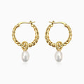 Twisted Pearl Hoop Earrings - Camillaboutiqueshop