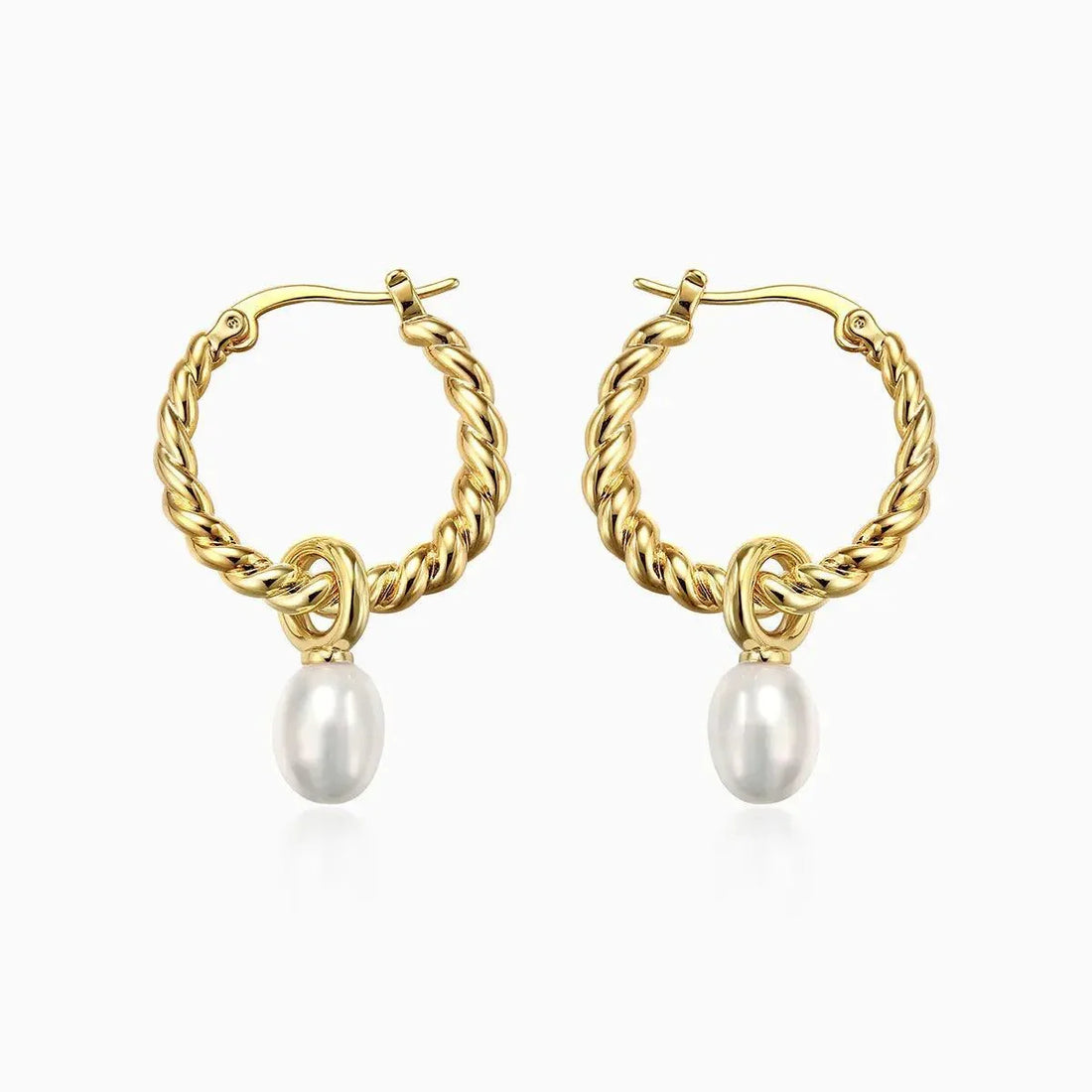 Twisted Pearl Hoop Earrings - Camillaboutiqueshop