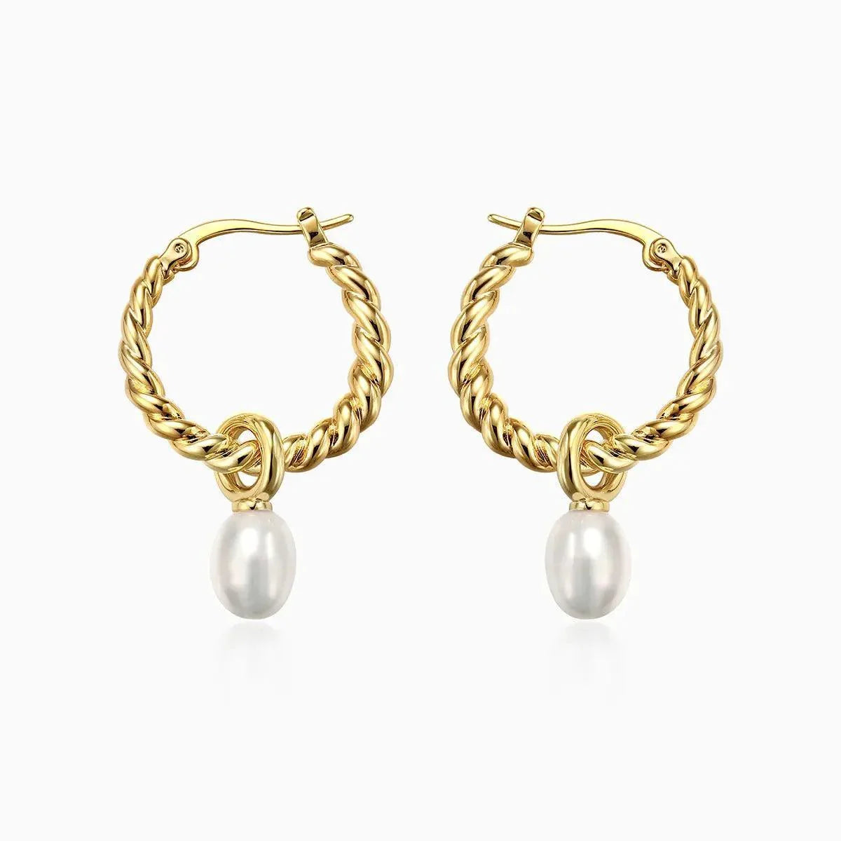 Twisted Pearl Hoop Earrings - Camillaboutiqueshop