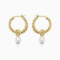 Twisted Pearl Hoop Earrings - Camillaboutiqueshop