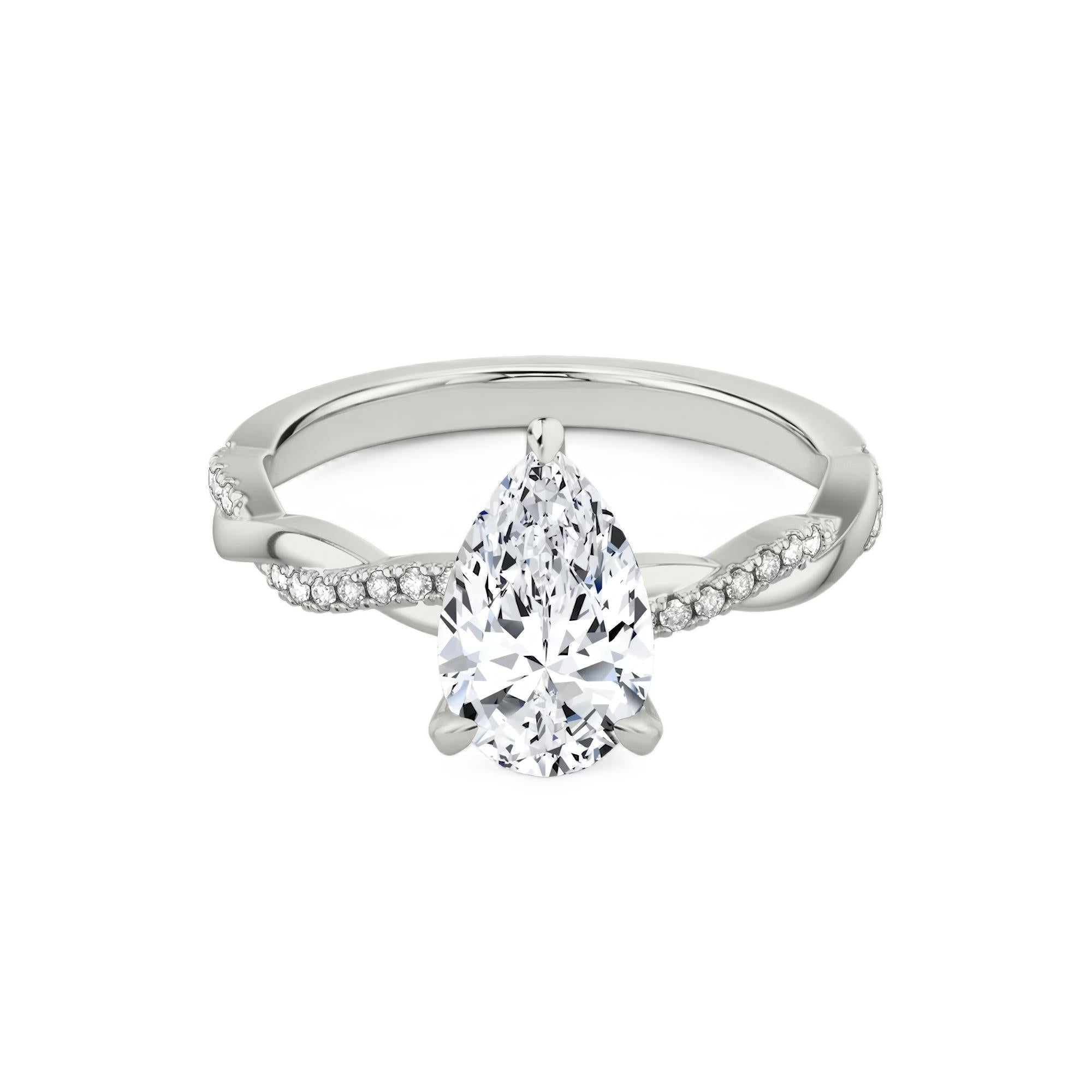 'FOREVER LOVE' PEAR CUT MOISSANITE RING 2CT