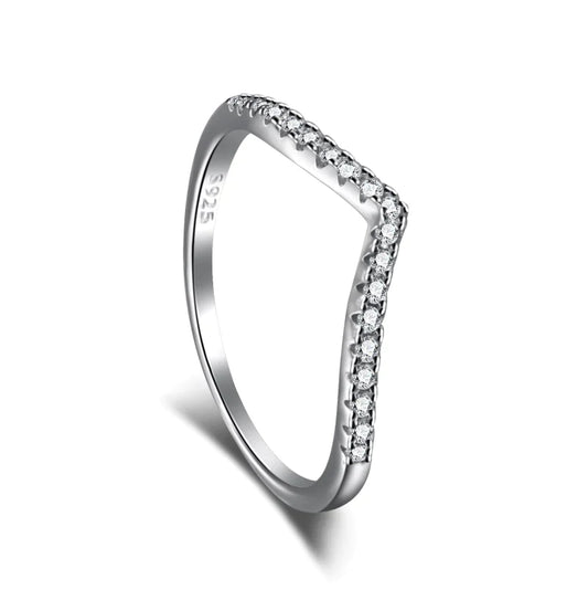 Wishbone CZ Curved Half Eternity Ring in Sterling Silver - Camillaboutiqueco camillaboutiqueshop.com