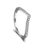 Wishbone CZ Curved Half Eternity Ring in Sterling Silver - camillaboutiqueshop