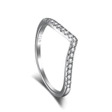 Wishbone CZ Curved Half Eternity Ring in Sterling Silver - camillaboutiqueshop