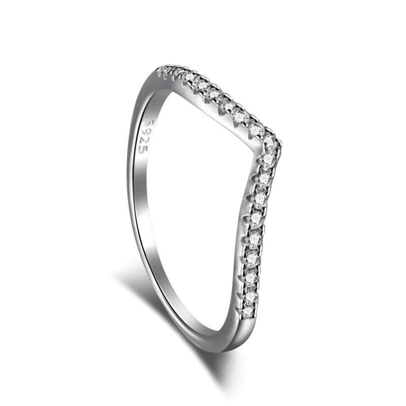 Wishbone CZ Curved Half Eternity Ring in Sterling Silver - camillaboutiqueshop